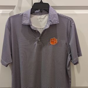 Clemson Tigers Purple and White Striped Polo